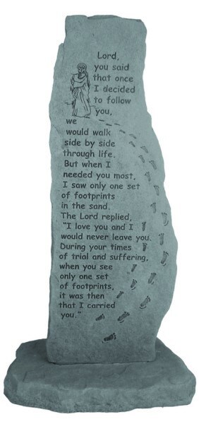 Footprints Verse Obelisk or Totem Memorial Stone Sculpture